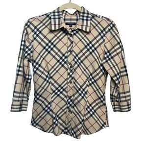 Burberry Beige Plaid Blouse